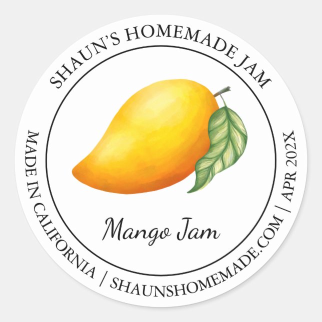 Mango Jam Modern label (Front)