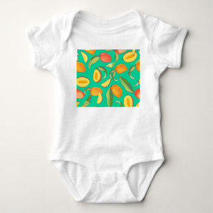 Mango Medley: Tropical Fruit Pattern Baby Bodysuit