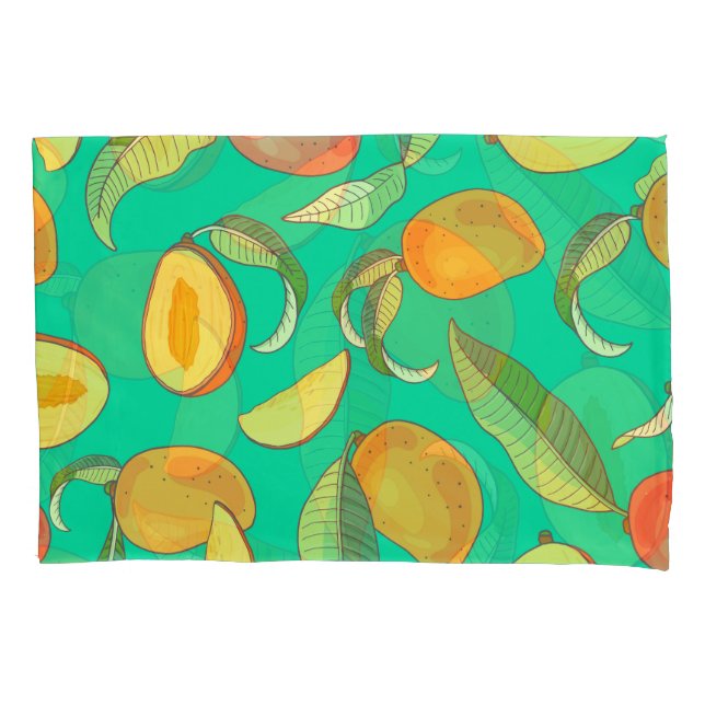 Mango Medley: Tropical Fruit Pattern Pillowcase (Front)