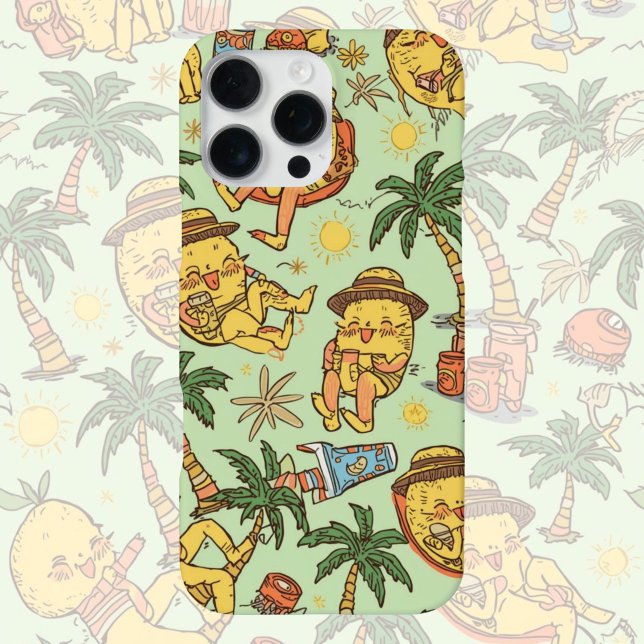 Mango Moods | Fun Tropical Cartoon Mango Pattern iPhone Case (Creator Uploaded)