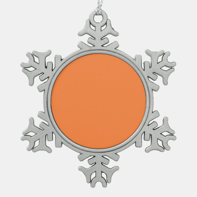 Mango Orange Colour Accent ready to customise Snowflake Pewter Christmas Ornament (Front)