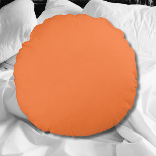 Mango Orange Solid Colour Classic Elegant Round Cushion