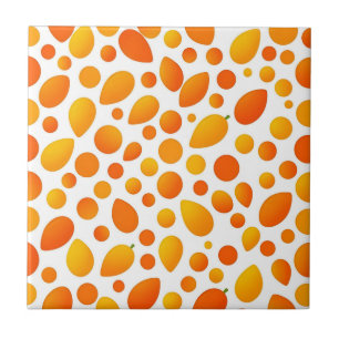Mango Pattern Vibrant Tropical Fruits Ceramic Tile