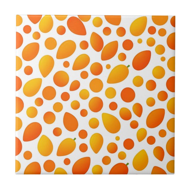 Mango Pattern Vibrant Tropical Fruits Ceramic Tile (Front)