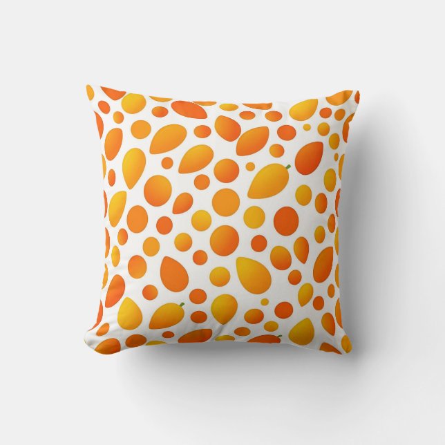 Mango Pattern Vibrant Tropical Fruits Cushion (Front)