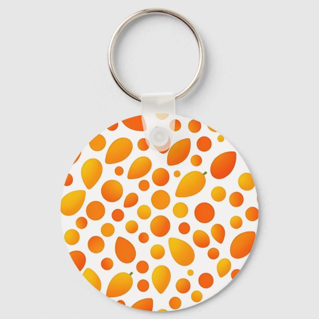 Mango Pattern Vibrant Tropical Fruits Key Ring (Front)