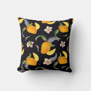 Mango. Seamless pattern with yellow and red tropic Cushion
