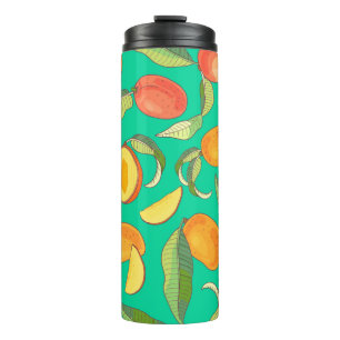 Mango. Seamless pattern with yellow and red tropic Thermal Tumbler