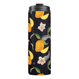 Mango. Seamless pattern with yellow and red tropic Thermal Tumbler