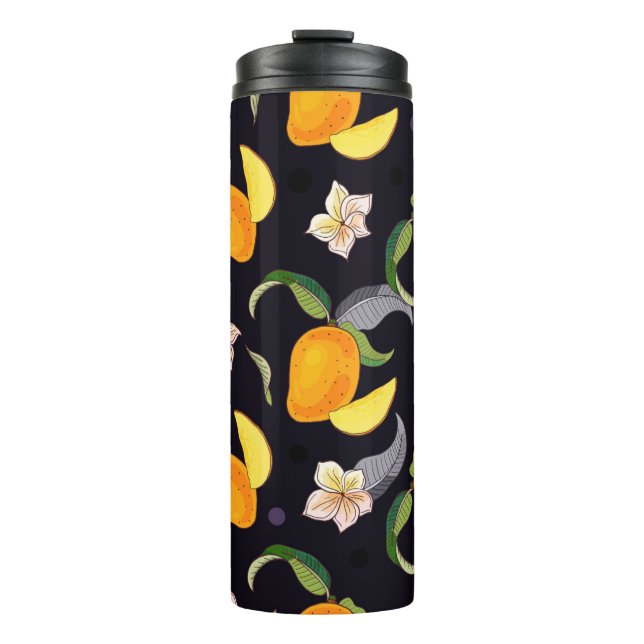 Mango. Seamless pattern with yellow and red tropic Thermal Tumbler (Front)
