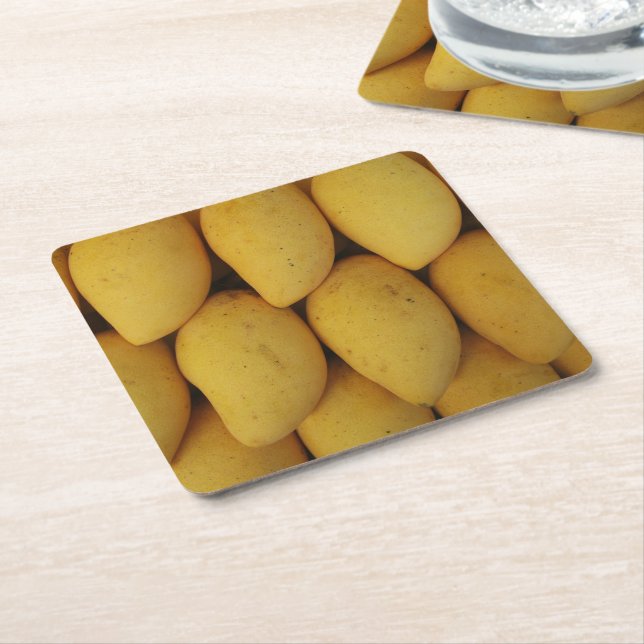 Mango Square Paper Coaster (Angled)
