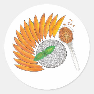 Mango Sticky Rice Dessert Thai Food Cuisine Classic Round Sticker