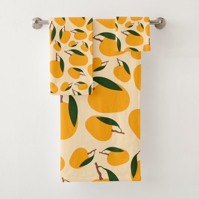 Mango Summer Fruit Pattern Bath Towel Set (Insitu)