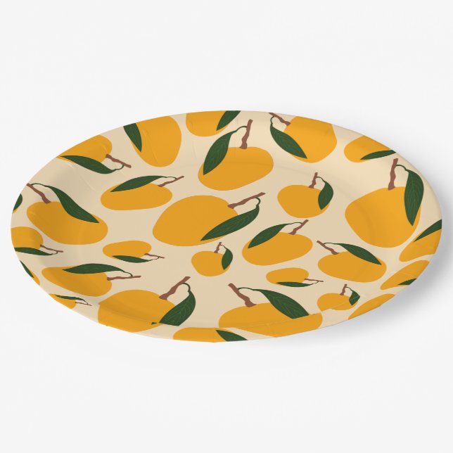 Mango Summer Fruit Pattern Paper Plate (Angled)