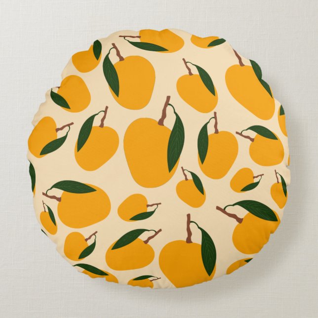 Mango Summer Fruit Pattern  Round Cushion (Front)