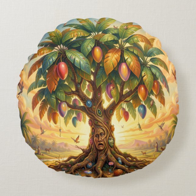 Mango – Tropical Fruit Full of Flavor Round Cushion (Front)