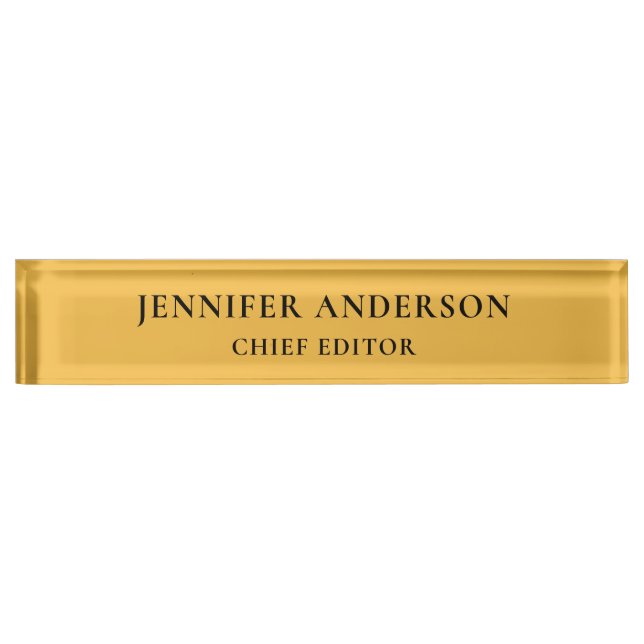 Mango Yellow Professional Modern Plain Minimalist Nameplate (Front)