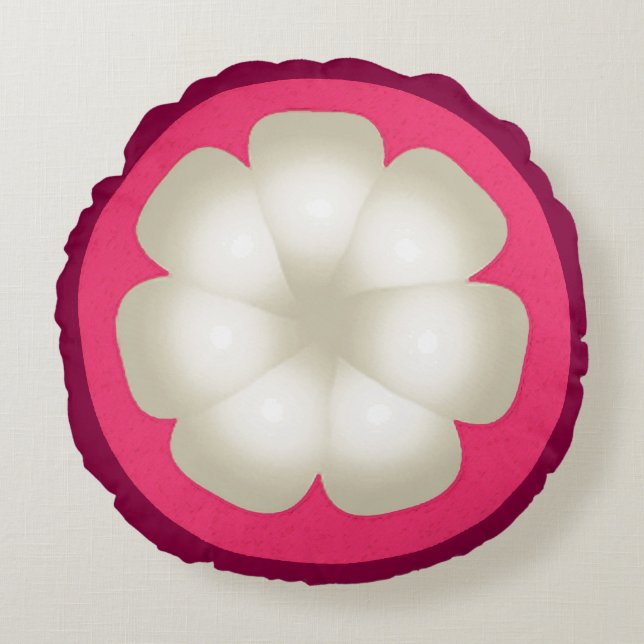 Mangosteen Stylised Exotic Fruit Slice Round Cushion (Front)
