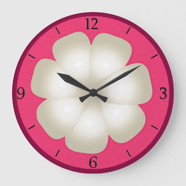 Mangosteen Stylized Exotic Fruit Slice Large Clock (Front)
