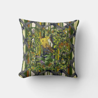 Mangrove Cuckoo/Stripes/Trellis Cushion
