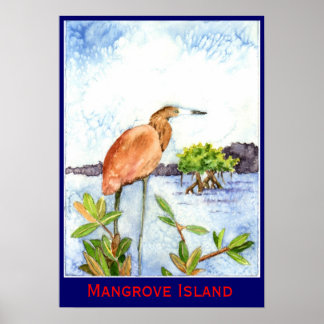 Mangrove Island Heron Poster