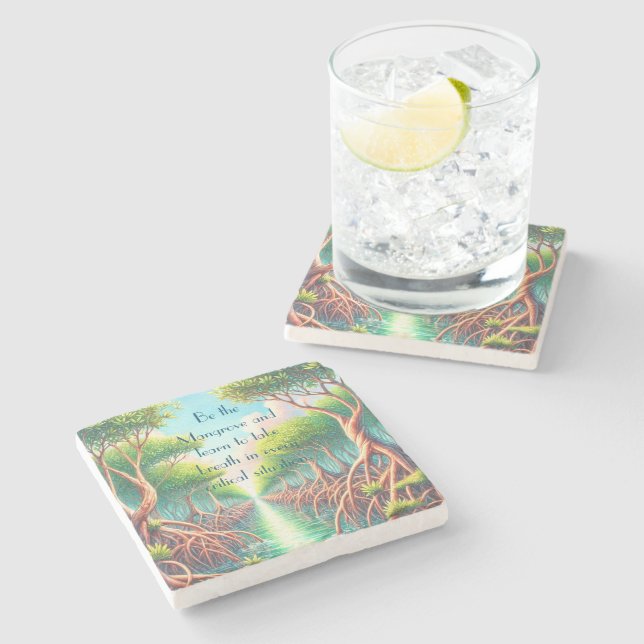 Mangrove & Quote Stone Coaster (Side)