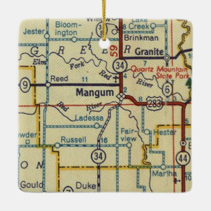 Mangum OK Retro Ceramic Ornament