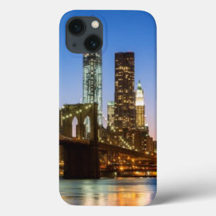Manhattan and Brooklyn Bridge at dusk iPhone 13 Case