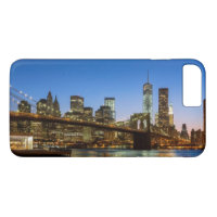 Manhattan and Brooklyn Bridge at dusk
