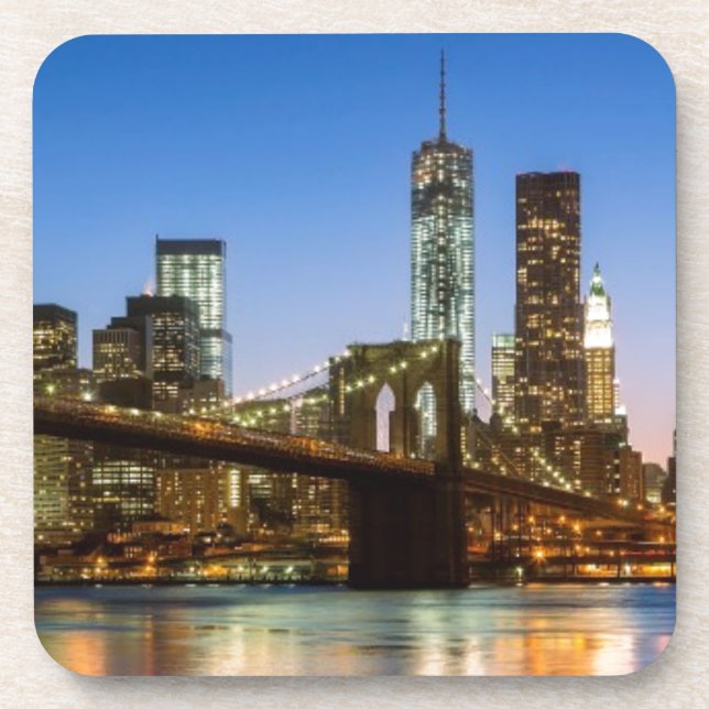 Manhattan and Brooklyn Bridge at dusk Coaster (Front)
