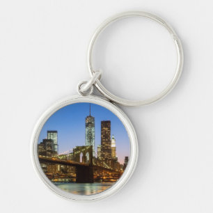 Manhattan and Brooklyn Bridge at dusk Key Ring