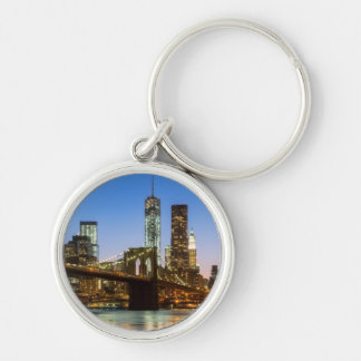 Manhattan and Brooklyn Bridge at dusk Key Ring
