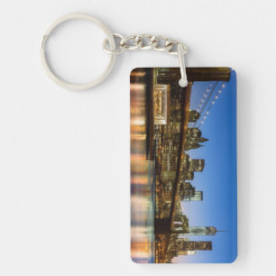Manhattan and Brooklyn Bridge at dusk Key Ring