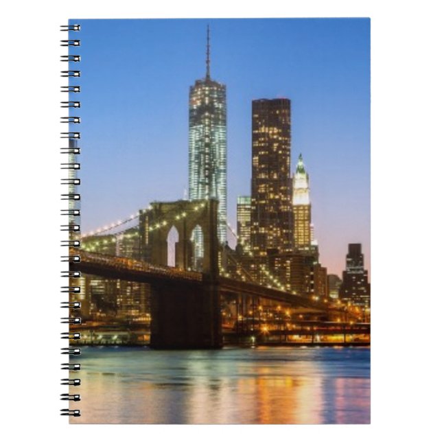 Manhattan and Brooklyn Bridge at dusk Notebook (Front)