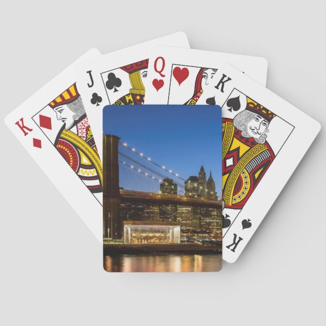 Manhattan and Brooklyn Bridge at dusk Playing Cards (Back)