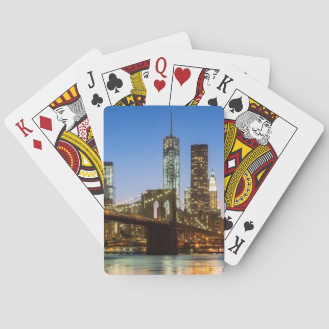 Manhattan and Brooklyn Bridge at dusk Playing Cards (Back)