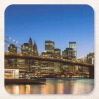 Manhattan and Brooklyn Bridge at dusk