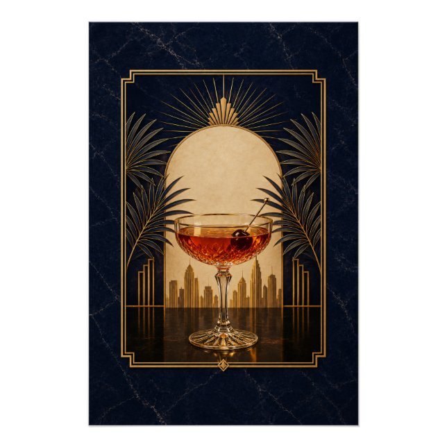 Manhattan Art Deco Poster | Printable Gatsby Speak (Front)