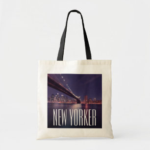 Manhattan at Night, Brooklyn Bridge, East River Tote Bag