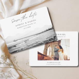 Manhattan Beach Black & White Photo Save the Date Invitation