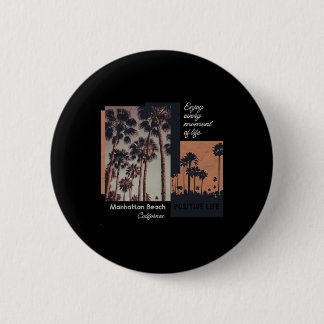 Manhattan Beach California Ca Retro  6 Cm Round Badge