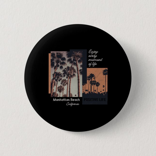 Manhattan Beach California Ca Retro  6 Cm Round Badge (Front)