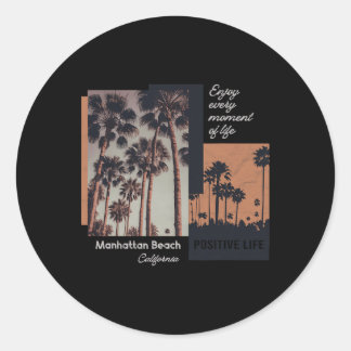 Manhattan Beach California Ca Retro  Classic Round Sticker