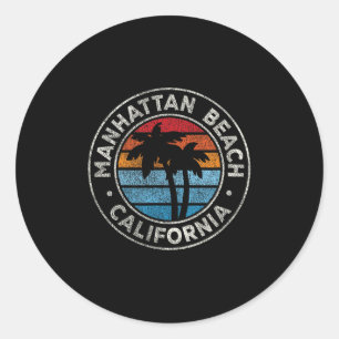 Manhattan Beach California Ca Vintage Graphic Retr Classic Round Sticker