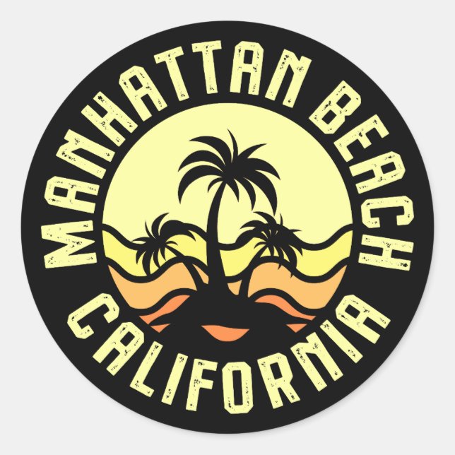 Manhattan Beach,California Classic Round Sticker (Front)
