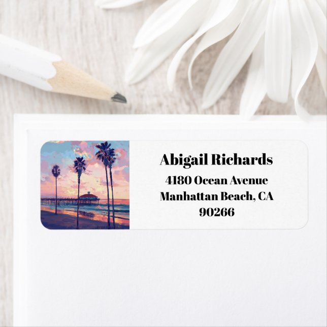 Manhattan Beach California LA Return Address  Label (Insitu)