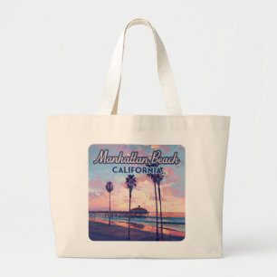 Manhattan Beach California Los Angeles Retro Large Tote Bag