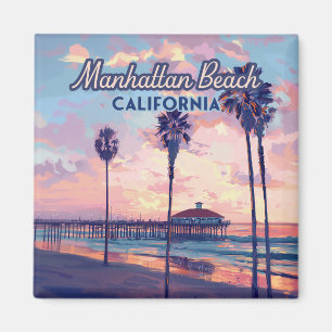 Manhattan Beach California Los Angeles Retro Magnet