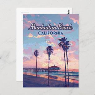 Manhattan Beach California Los Angeles Retro Postcard