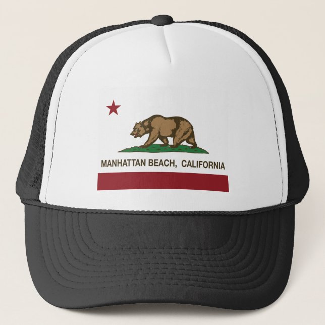 Manhattan Beach California state Flag Trucker Hat (Front)
